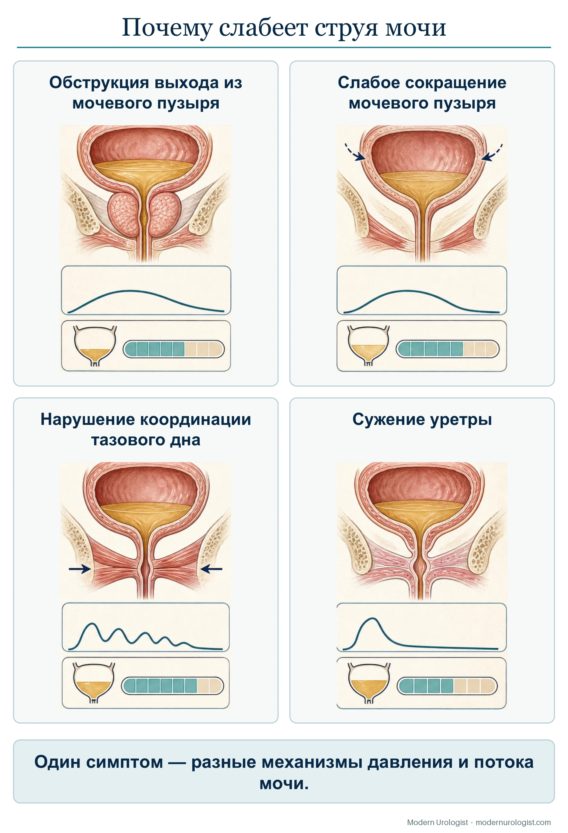 Почему слабеет струя мочи