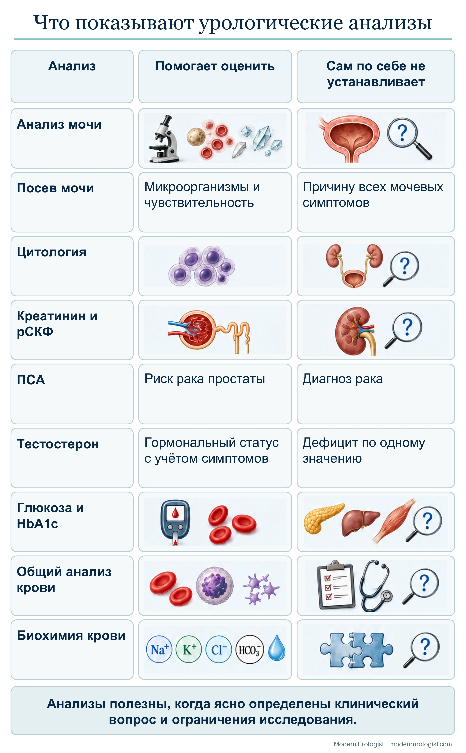 Что показывают урологические анализы